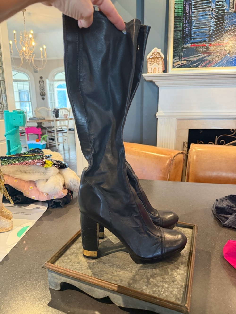 Women's Black Over-the-Knee High-Heel Boots